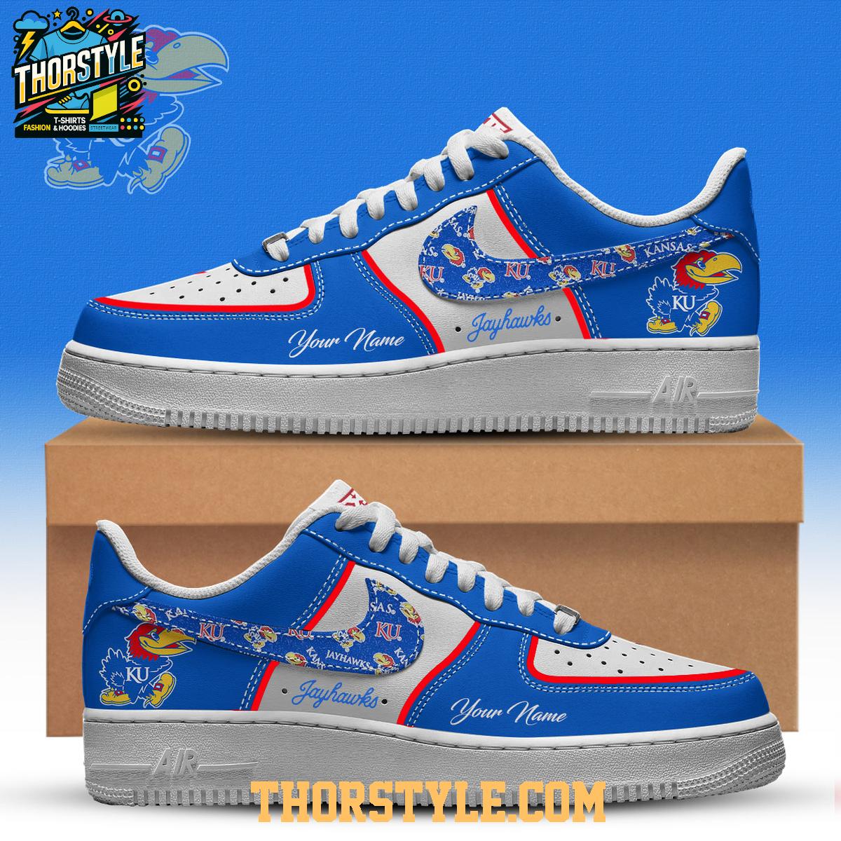 Kansas Jayhawks Rock Chalk Big 12 NCAA 2025 Personalized Air Force 1 Shoes Kansas Jayhawks Rock Chalk Big 12 NCAA 2025 Personalized Air Force 1 Shoes