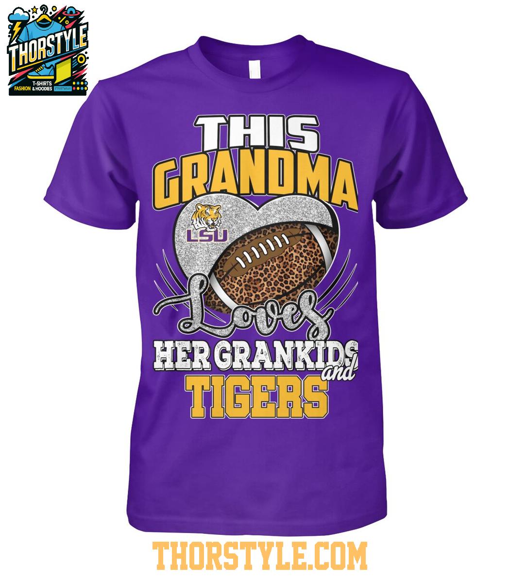 LSU Tigers This Grandma Loves Her Grandkid And Tigers 2025 T-Shirt LSU Tigers This Grandma Loves Her Grandkid And Tigers 2025 T-Shirt