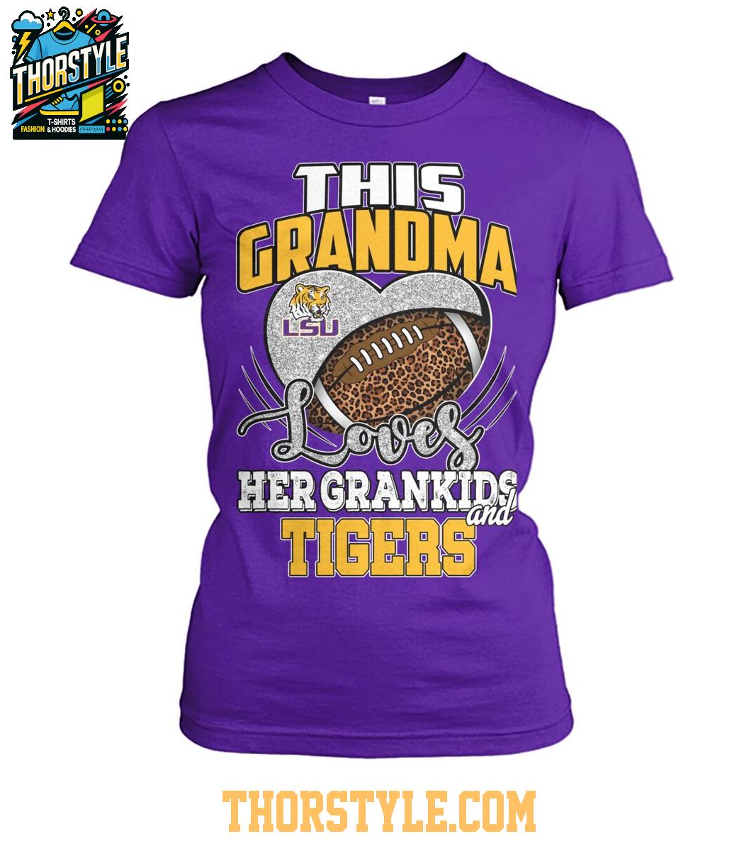 LSU Tigers This Grandma Loves Her Grandkid And Tigers 2025 T-Shirt LSU Tigers This Grandma Loves Her Grandkid And Tigers 2025 T-Shirt