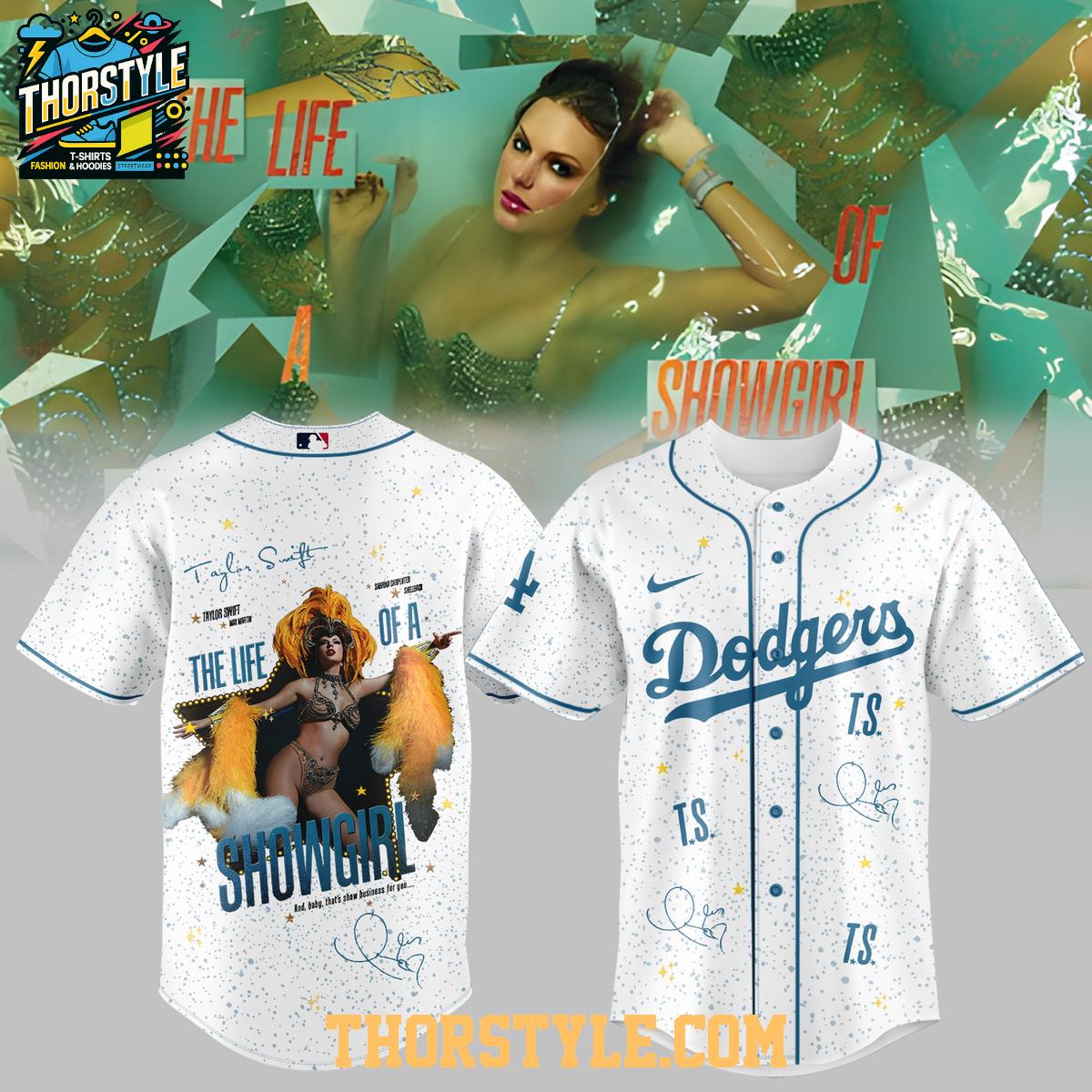 Los Angeles Dodgers Taylor Swift The Life Of A Showgirl Baseball Jersey Los Angeles Dodgers Taylor Swift The Life Of A Showgirl Baseball Jersey