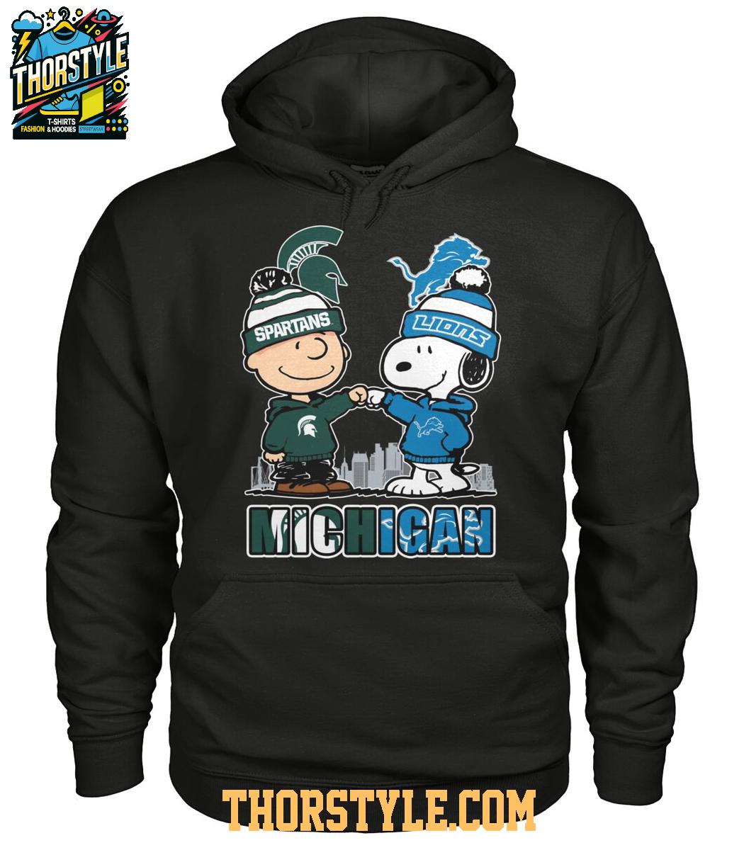 Michigan State Spartans Detroit Lions Snoopy Winter Coming 2025 T-Shirt Michigan State Spartans Detroit Lions Snoopy Winter Coming 2025 T-Shirt