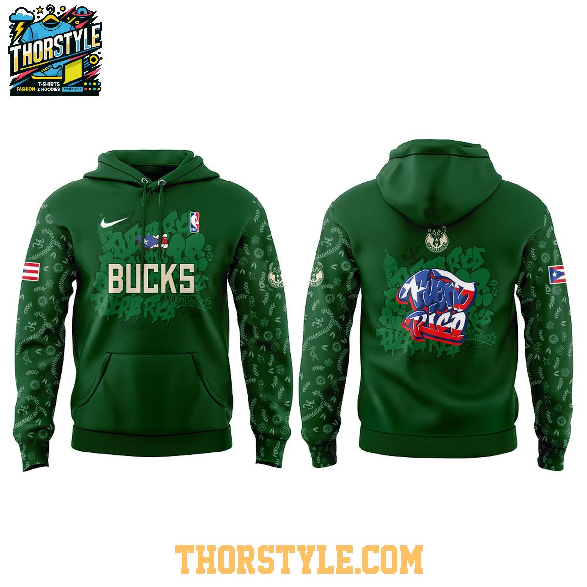Milwaukee Bucks Puerto Rican Heritage Root And Culture 2025 Hoodie T-Shirt Milwaukee Bucks Puerto Rican Heritage Root And Culture 2025 Hoodie T-Shirt