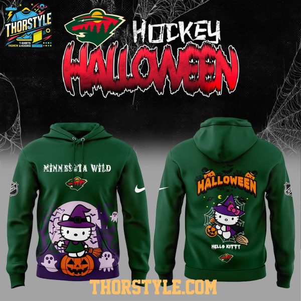 Minnesota Wild Hello Kitty Happy Halloween 2025 Spooky Time Hoodie T-Shirt