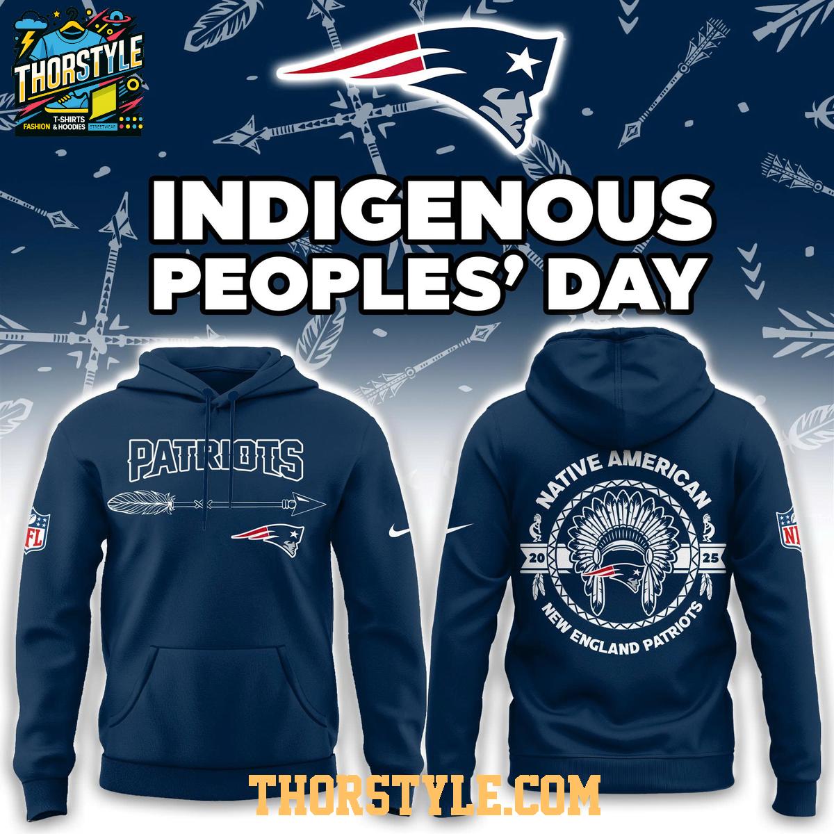 New England Patriots Native American Indigenous People’s Day 2025 Hoodie T-Shirt New England Patriots Native American Indigenous People’s Day 2025 Hoodie T-Shirt
