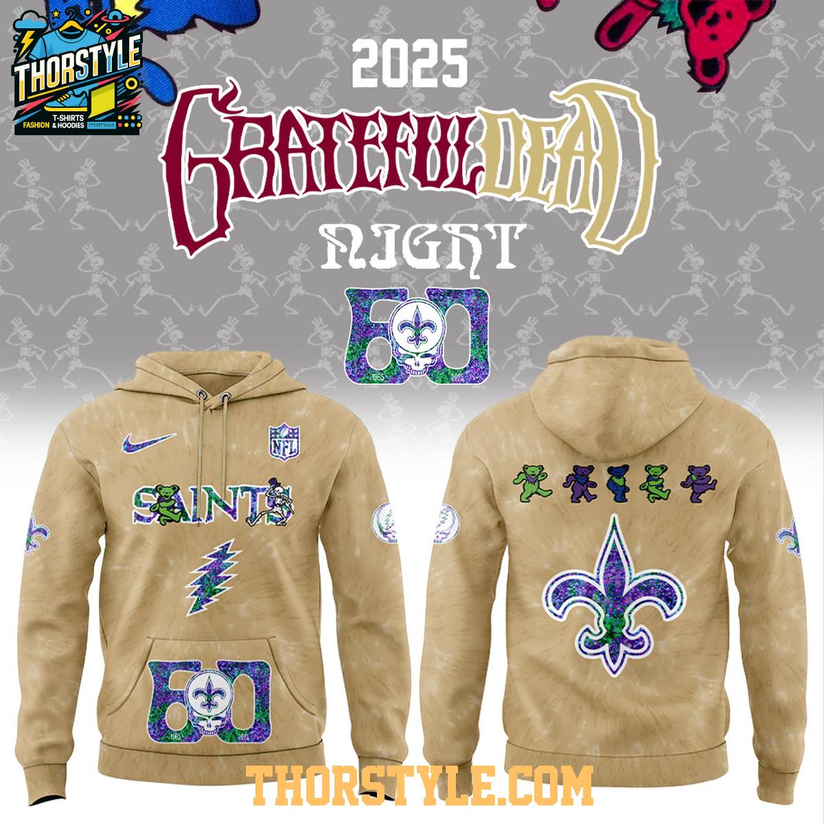 New Orleans Saints NFL Grateful Dead Grateful 60 Years 2025 Hoodie T-Shirt New Orleans Saints NFL Grateful Dead Grateful 60 Years 2025 Hoodie T-Shirt