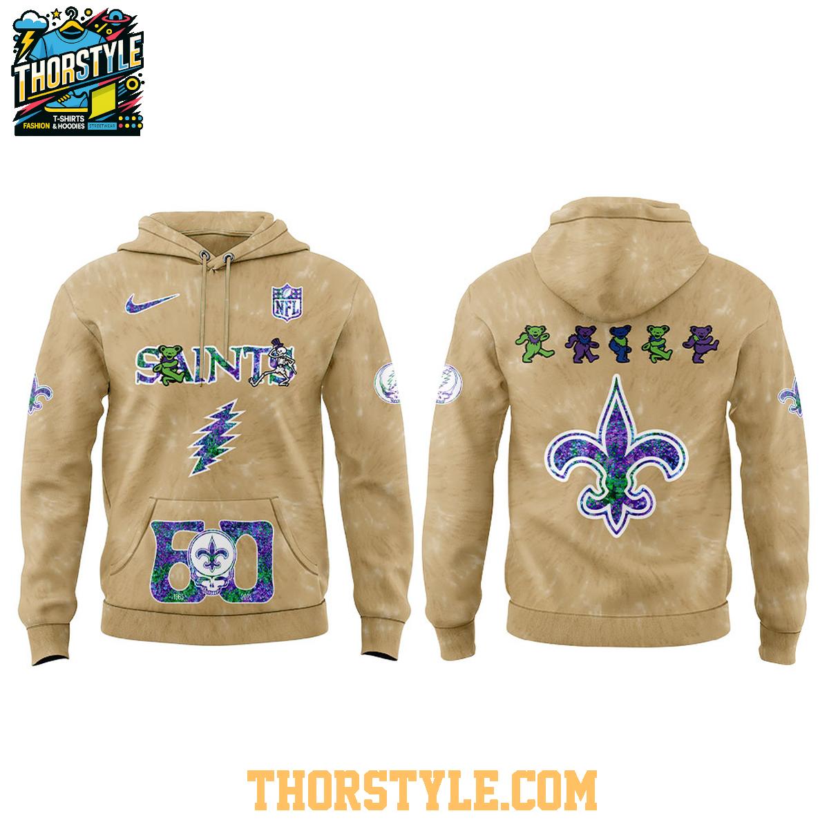 New Orleans Saints NFL Grateful Dead Grateful 60 Years 2025 Hoodie T-Shirt New Orleans Saints NFL Grateful Dead Grateful 60 Years 2025 Hoodie T-Shirt