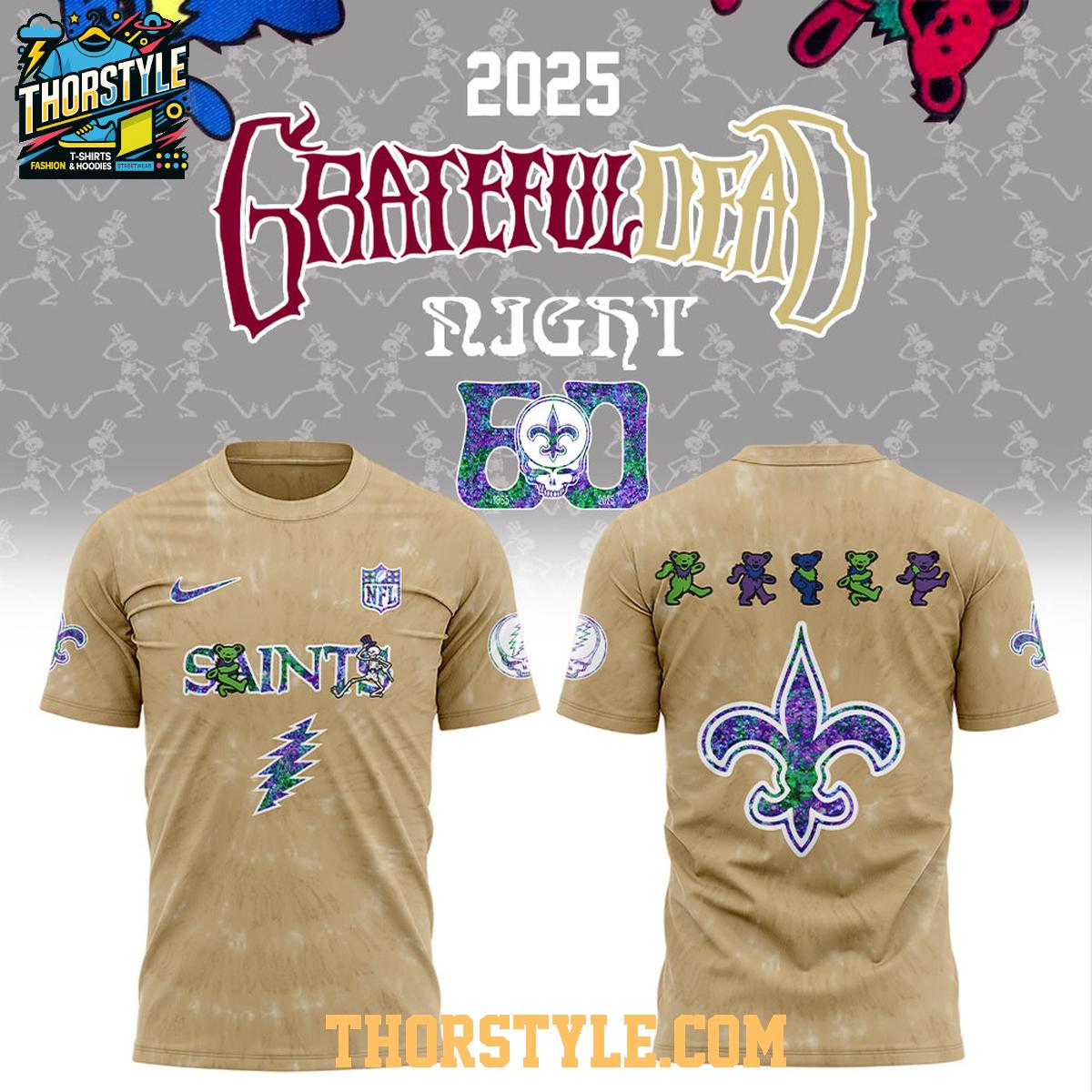 New Orleans Saints NFL Grateful Dead Grateful 60 Years 2025 Hoodie T-Shirt New Orleans Saints NFL Grateful Dead Grateful 60 Years 2025 Hoodie T-Shirt