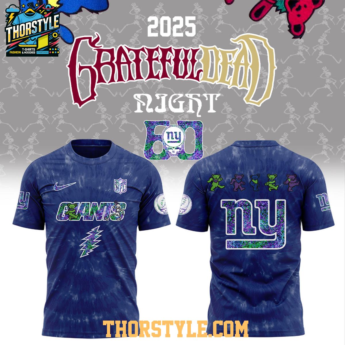 New York Giants NFL Grateful Dead Grateful 60 Years 2025 Hoodie T-Shirt New York Giants NFL Grateful Dead Grateful 60 Years 2025 Hoodie T-Shirt