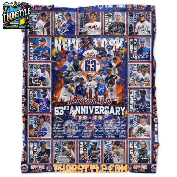 New York Mets 63rd Anniversary 1962-2025 Fleece Blanket Quilt