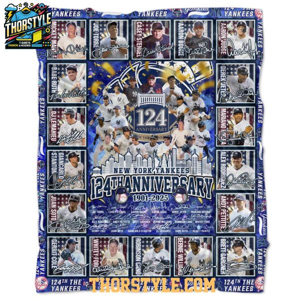 New York Yankees 124th Anniversary 1901-2025 Fleece Blanket Quilt