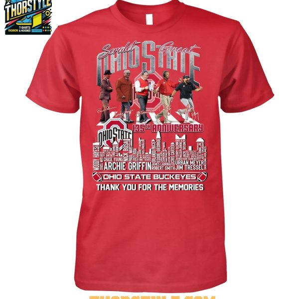Ohio State Buckeyes 135th  Anniversary Scarlet Great The Memories 2025 T-Shirt
