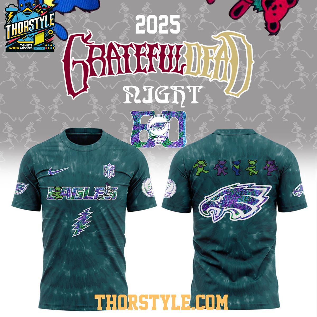 Philadelphia Eagles NFL Grateful Dead Grateful 60 Years 2025 Hoodie T-Shirt Philadelphia Eagles NFL Grateful Dead Grateful 60 Years 2025 Hoodie T-Shirt