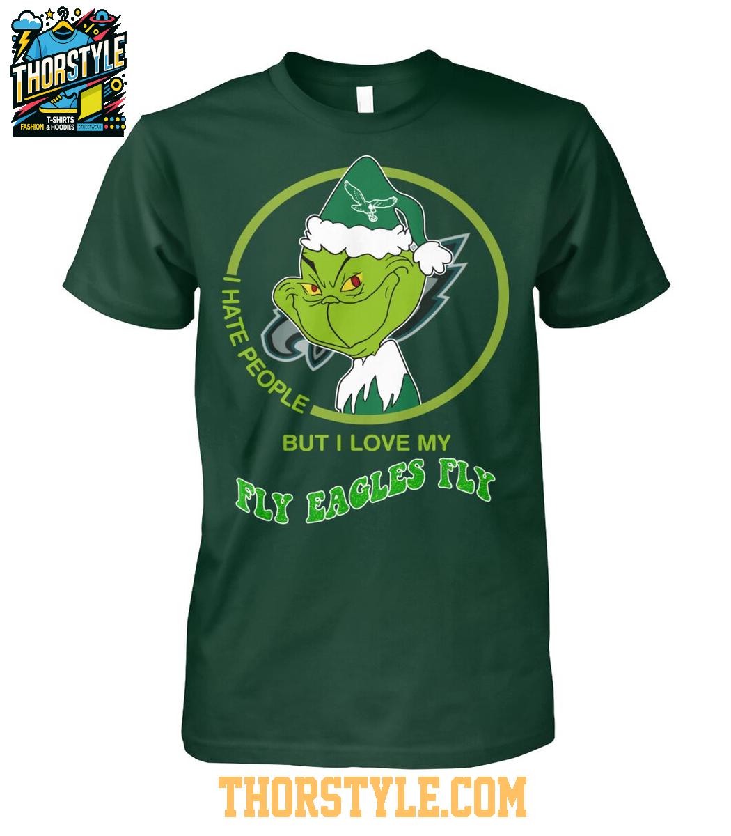Philadelphia Eagles Grinch Hates People But Loves Football Xmas 2025 T-Shirt Philadelphia Eagles Grinch Hates People But Loves Football Xmas 2025 T-Shirt