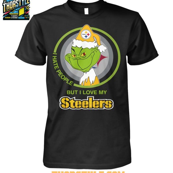 Pittsburgh Steelers Grinch Hates People But Loves Football Xmas 2025 T-Shirt