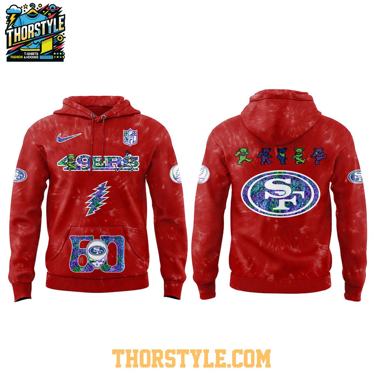 San Francisco 49ers NFL Grateful Dead Grateful 60 Years 2025 Hoodie T-Shirt San Francisco 49ers NFL Grateful Dead Grateful 60 Years 2025 Hoodie T-Shirt