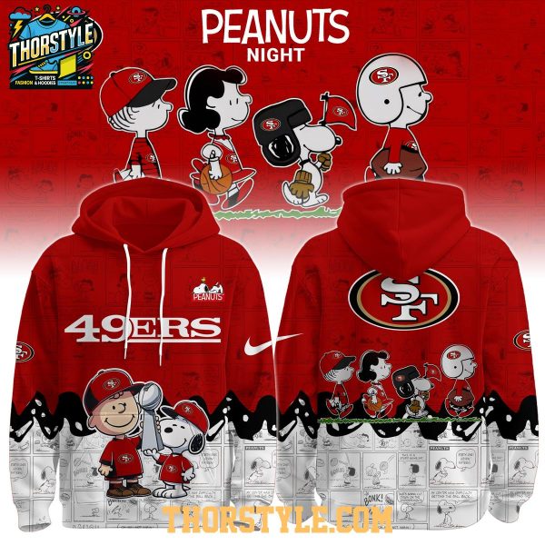 San Francisco 49ers Peanuts & Snoopy Charlie Browns Winter 2025 Hoodie T-Shirt