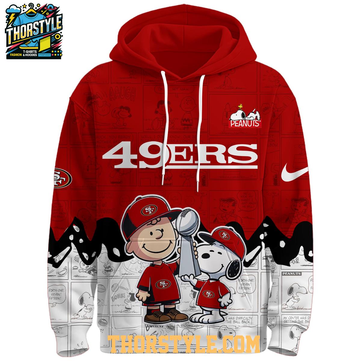 San Francisco 49ers Peanuts & Snoopy Charlie Browns Winter 2025 Hoodie T-Shirt San Francisco 49ers Peanuts & Snoopy Charlie Browns Winter 2025 Hoodie T-Shirt