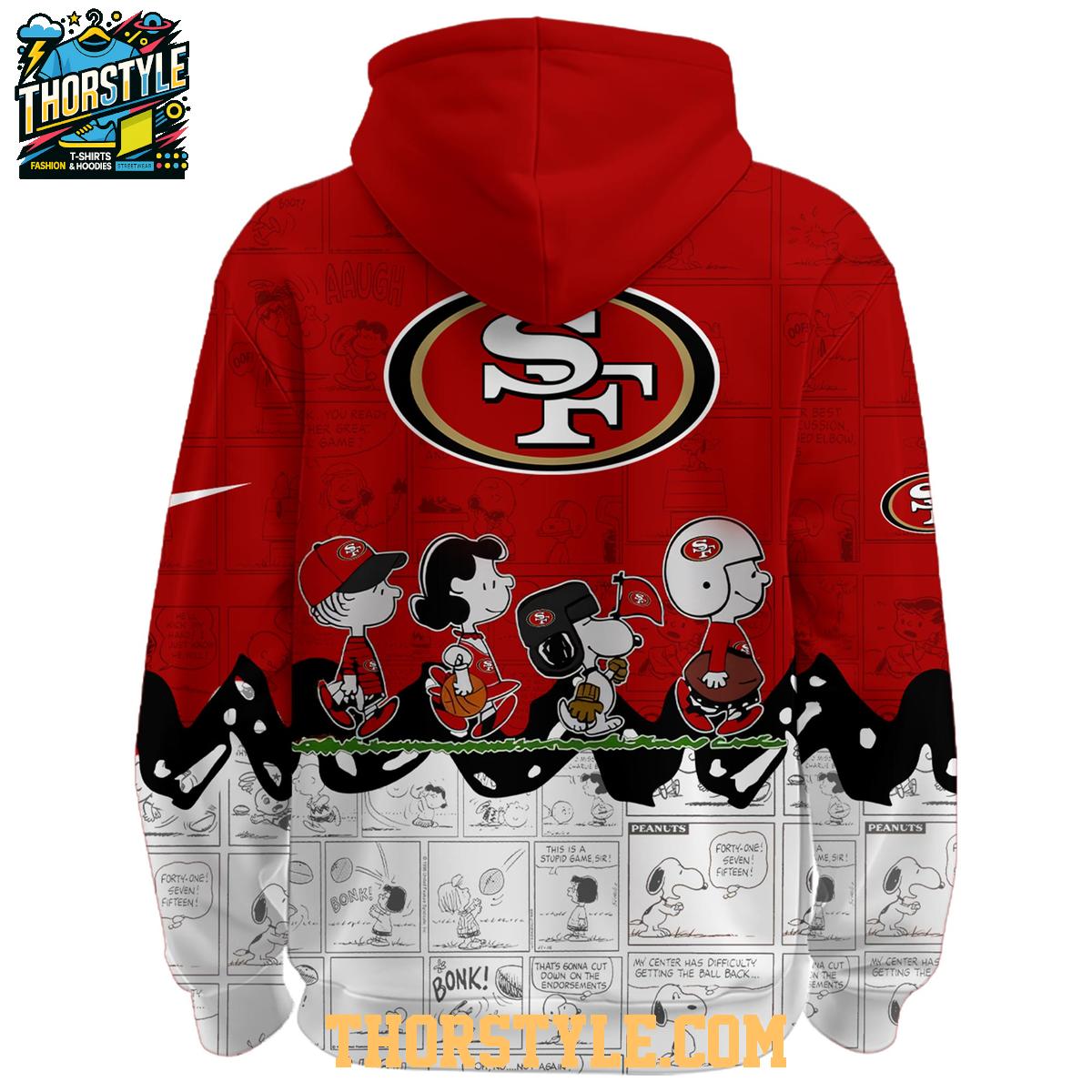 San Francisco 49ers Peanuts & Snoopy Charlie Browns Winter 2025 Hoodie T-Shirt San Francisco 49ers Peanuts & Snoopy Charlie Browns Winter 2025 Hoodie T-Shirt