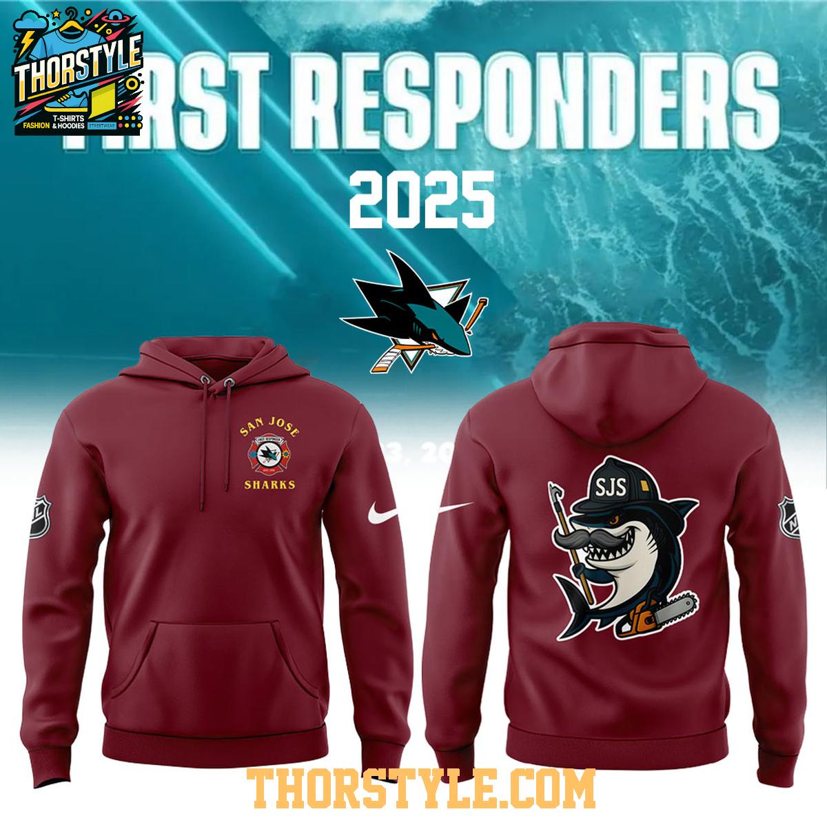 San Jose Sharks First Responders 2025 Celebrating Always Ready Hoodie T-Shirt San Jose Sharks First Responders 2025 Celebrating Always Ready Hoodie T-Shirt