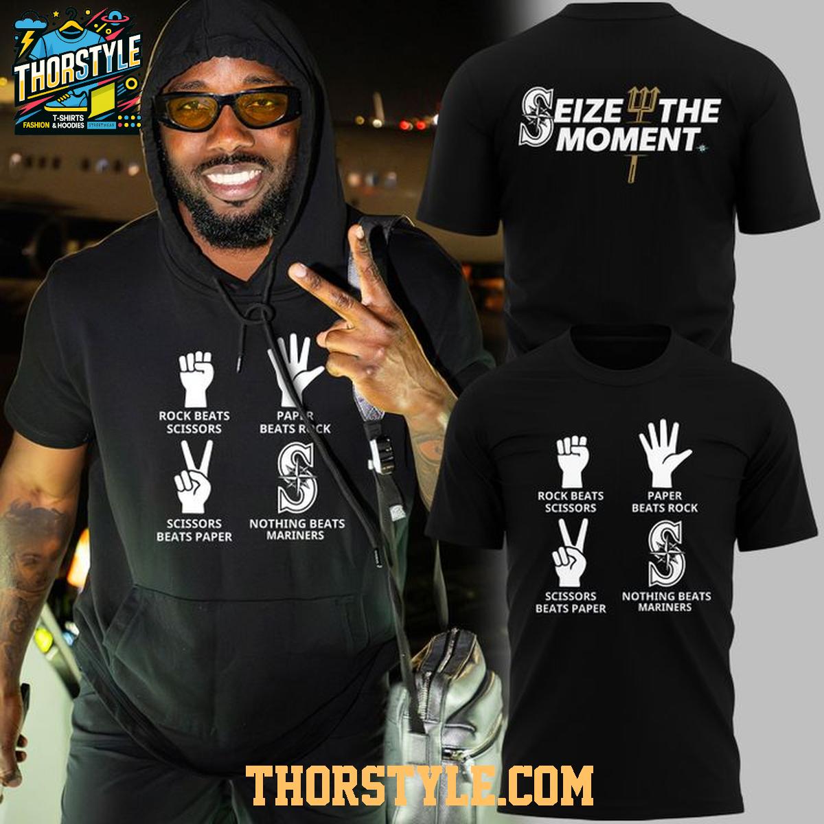 Seattle Mariners Paper Rock Scissors Seize The Moment 2025 Hoodie T-Shirt Seattle Mariners Paper Rock Scissors Seize The Moment 2025 Hoodie T-Shirt