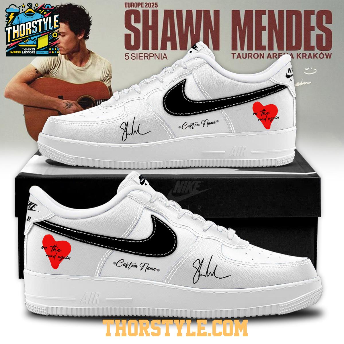 Shawn Mendes On The Road Again Tour 2025 Europe Celebration Air Force 1 Shoes Shawn Mendes On The Road Again Tour 2025 Europe Celebration Air Force 1 Shoes
