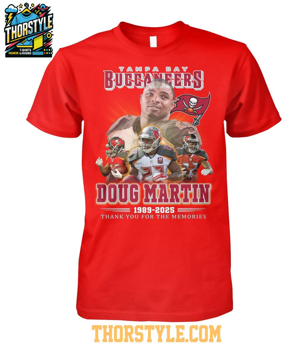 Tampa Bay Buccaneers Doug Martin Thank You For Memories 1989-2025 T-Shirt Tampa Bay Buccaneers Doug Martin Thank You For Memories 1989-2025 T-Shirt