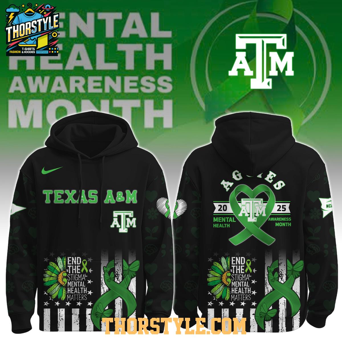 Texas A&M Aggies Mental Health Awareness Month 2025 Hoodie T-Shirt Texas A&M Aggies Mental Health Awareness Month 2025 Hoodie T-Shirt