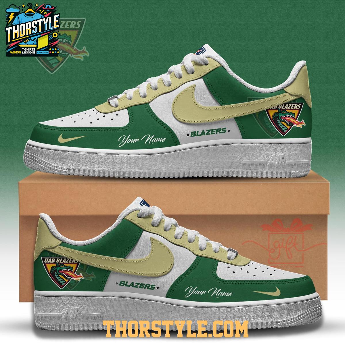 UAB Blazers 2025 Be Seen In Green Personalized Air Force 1 Shoes UAB Blazers 2025 Be Seen In Green Personalized Air Force 1 Shoes