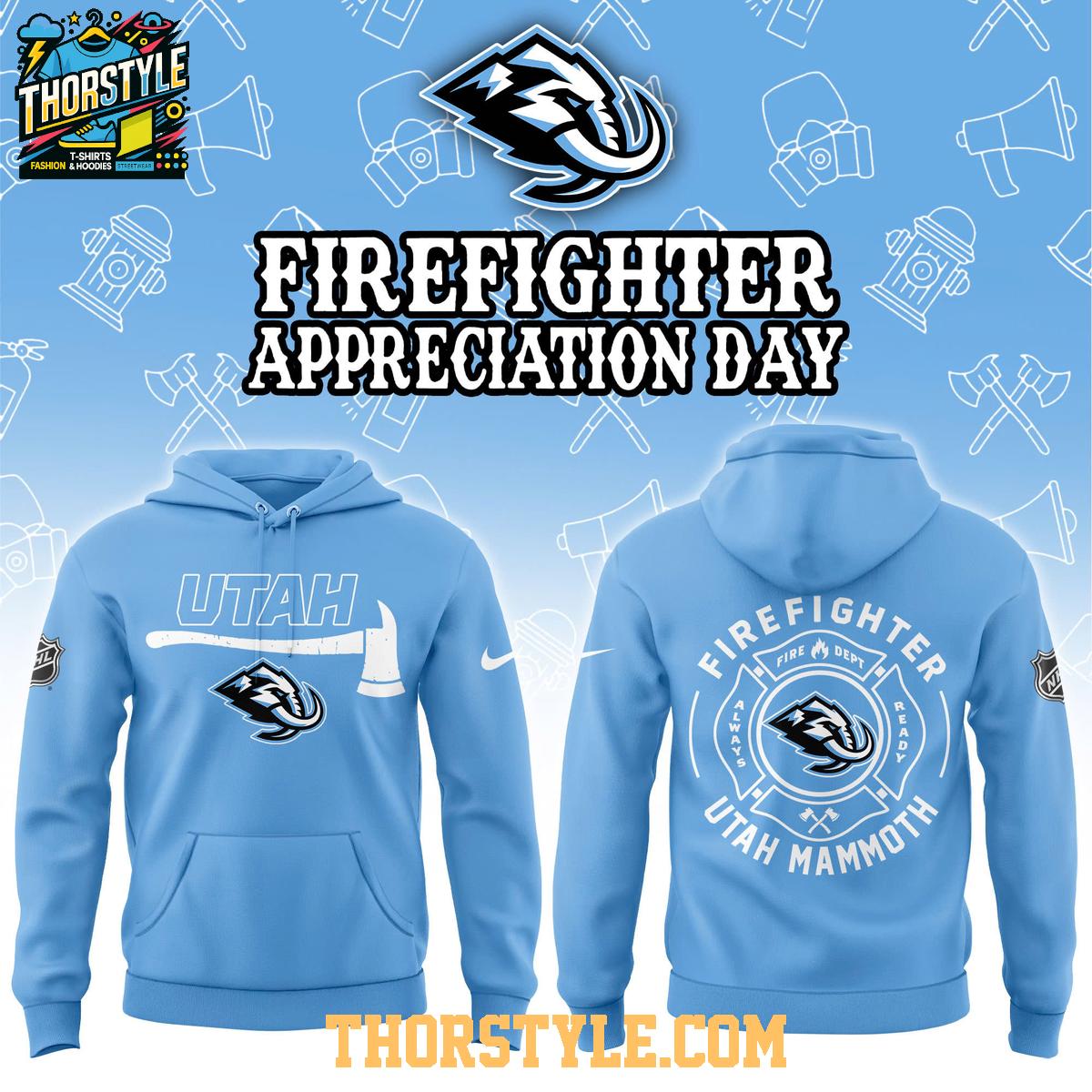Utah Mammoth NHL Firefighter Appreciation Day 2025 Hoodie T-Shirt Utah Mammoth NHL Firefighter Appreciation Day 2025 Hoodie T-Shirt
