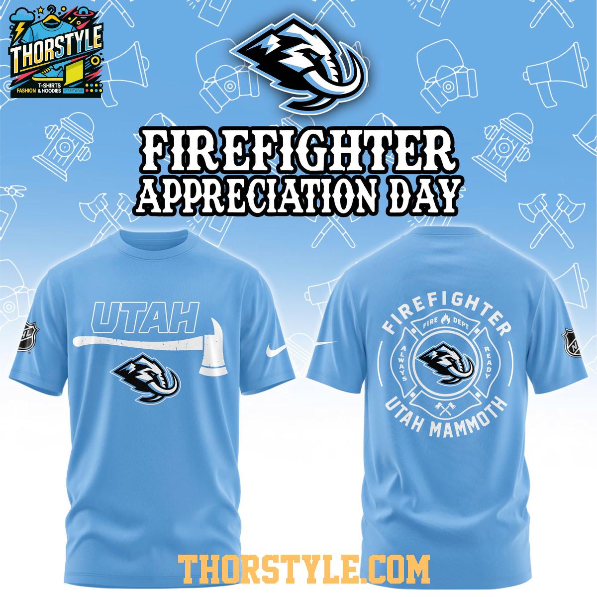 Utah Mammoth NHL Firefighter Appreciation Day 2025 Hoodie T-Shirt Utah Mammoth NHL Firefighter Appreciation Day 2025 Hoodie T-Shirt