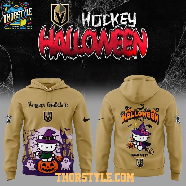 Vegas Golden Knights Hello Kitty Happy Halloween 2025 Spooky Time Hoodie T-Shirt