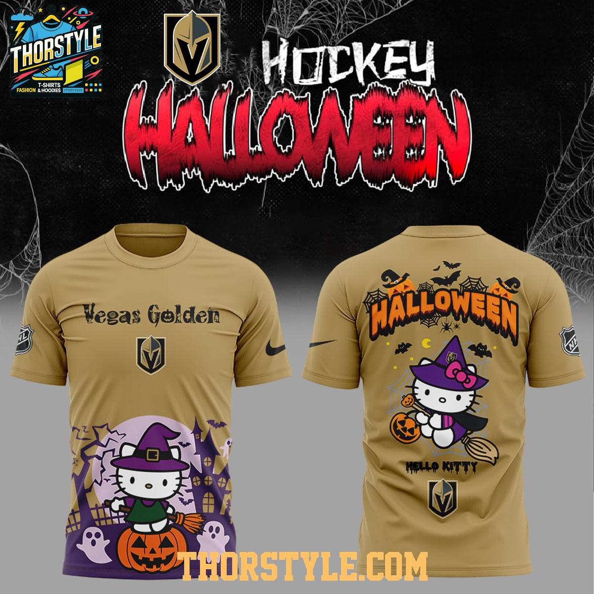 Vegas Golden Knights Hello Kitty Happy Halloween 2025 Spooky Time Hoodie T-Shirt Vegas Golden Knights Hello Kitty Happy Halloween 2025 Spooky Time Hoodie T-Shirt