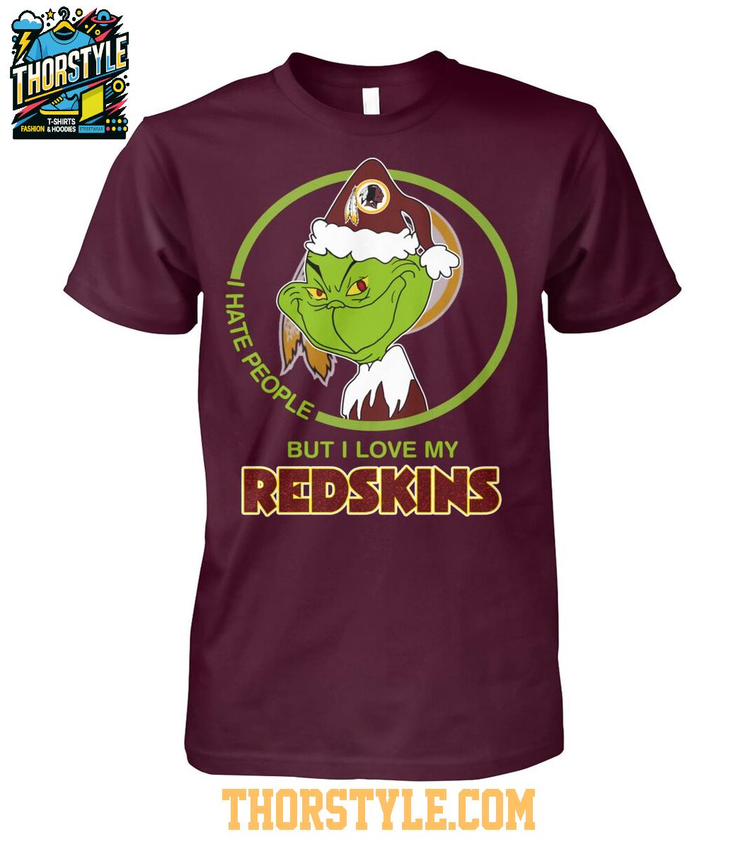 Washington Redskins Grinch Hates People But Loves Football Xmas 2025 T-Shirt Washington Redskins Grinch Hates People But Loves Football Xmas 2025 T-Shirt