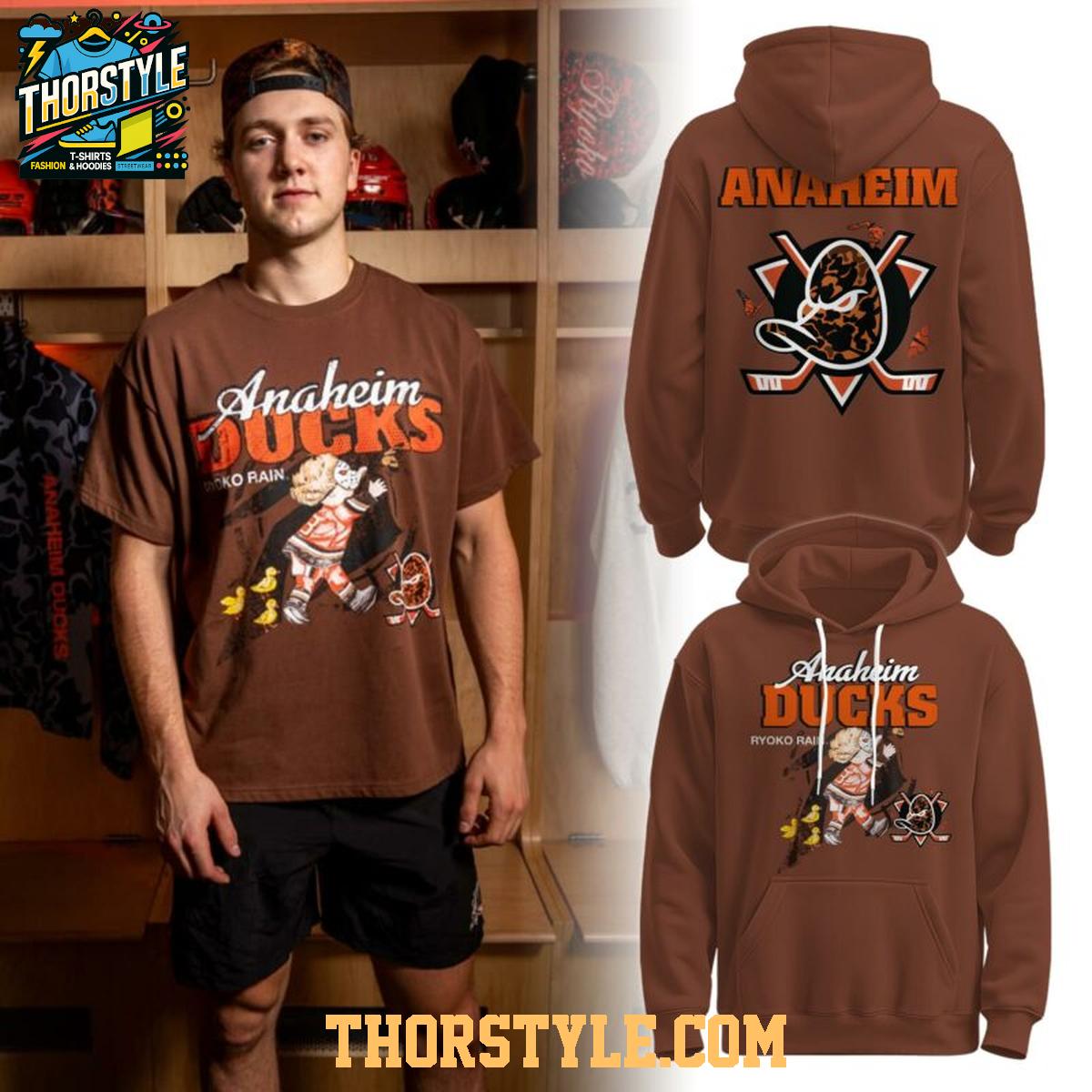 Anaheim Ducks 2025 Ryoko Rain Paint The Ice Hoodie T-Shirt Anaheim Ducks 2025 Ryoko Rain Paint The Ice Hoodie T-Shirt