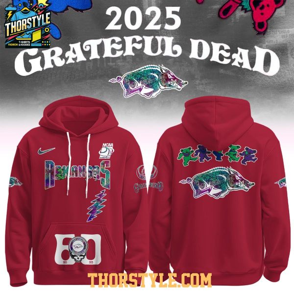 Arkansas Razorbacks Men’s Basketball Grateful Dead 60th Anniversary Hoodie