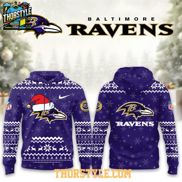 Baltimore Ravens Christmas Happy Snowy Day 2025 Play Like A Raven Hoodie T-Shirt