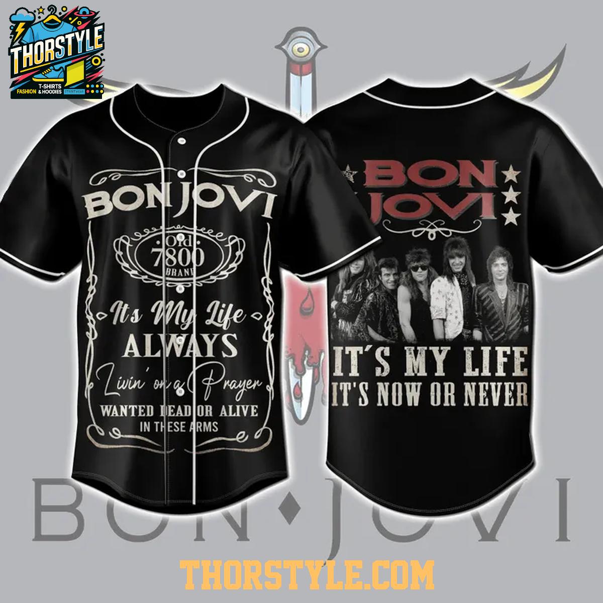 Bon Jovi It's My Life It's Now Or Never 2025 Tour Baseball Jersey Bon Jovi It's My Life It's Now Or Never 2025 Tour Baseball Jersey