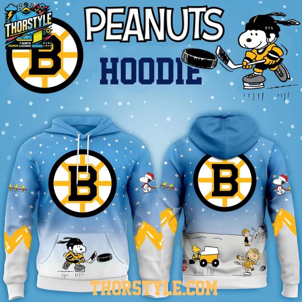 Boston Bruins Peanuts Hockey Merry Snoopy X-Mas 2025 Hoodie T-Shirt