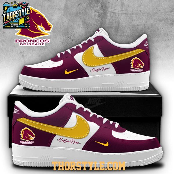 Brisbane Broncos 2025 NRL Champions Holiday Personalized Air Force 1 Shoes