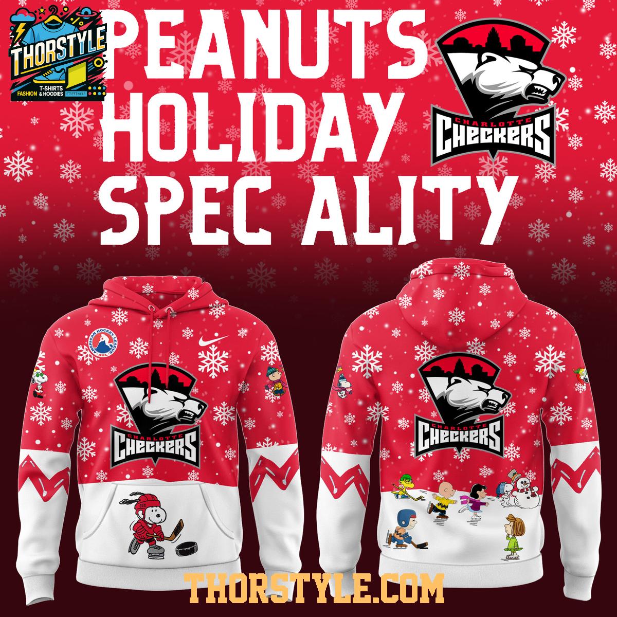 Charlotte Checkers Snoopy Merry Peanuts Christmas 2025 Hoodie T-Shirt Charlotte Checkers Snoopy Merry Peanuts Christmas 2025 Hoodie T-Shirt