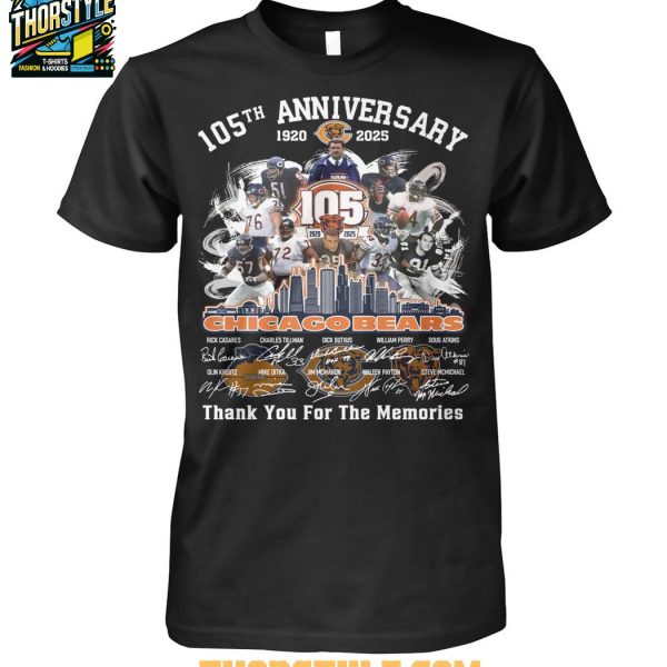 Chicago Bears 105th Anniversary 1920-2025 Bear Down Thank You T-Shirt