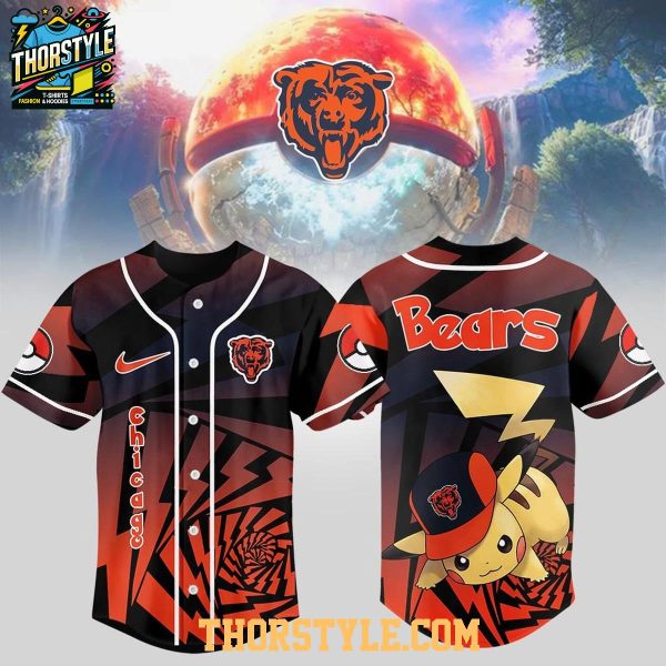 Chicago Bears 2025 Pokemon Trainers Pikachu Fight Baseball Jersey