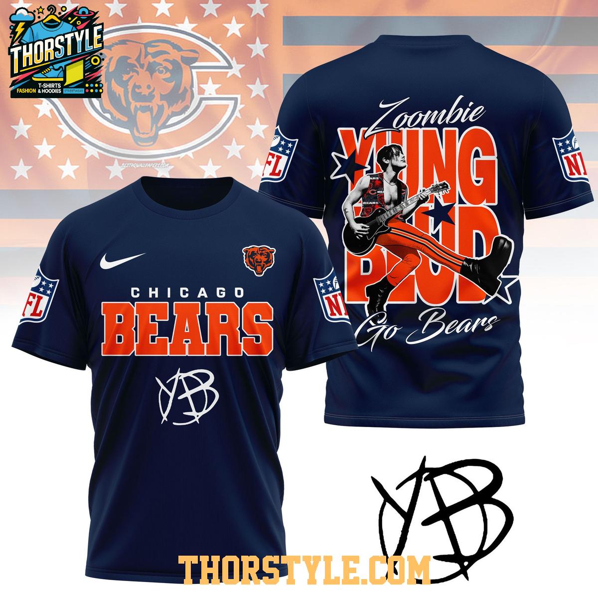 Chicago Bears Yungblud Zombie 2025 Go Bears Hoodie T-Shirt Chicago Bears Yungblud Zombie 2025 Go Bears Hoodie T-Shirt