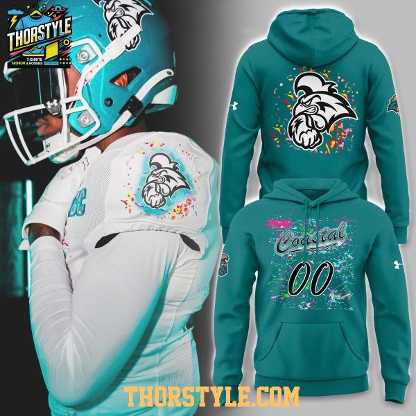 Coastal Carolina Chanticleers 2025 Chants Up Worn Airbrush Hoodie T-Shirt