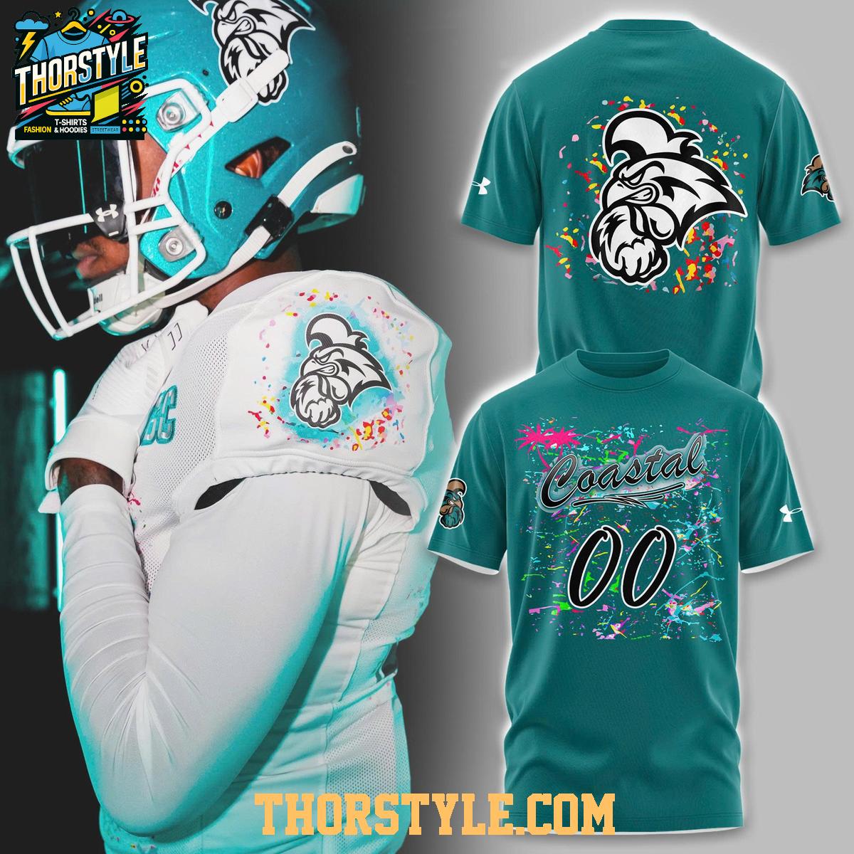 Coastal Carolina Chanticleers 2025 Chants Up Worn Airbrush Hoodie T-Shirt Coastal Carolina Chanticleers 2025 Chants Up Worn Airbrush Hoodie T-Shirt