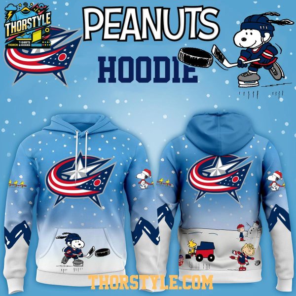 Columbus Blue Jackets Peanuts Hockey Merry Snoopy X-Mas 2025 Hoodie T-Shirt