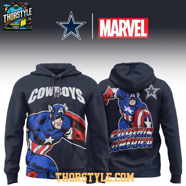 Dallas Cowboys Captain America 2025 Marvel x NFL Hoodie T-Shirt