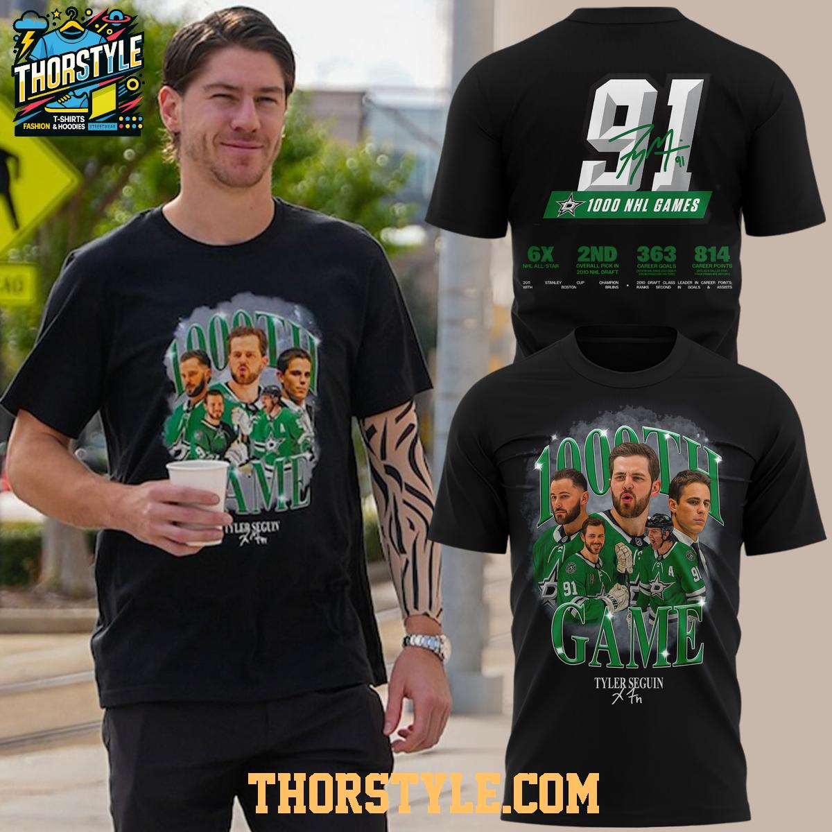 Dallas Stars Tyler Seguin Celebrate 1000th Game 2025 Hoodie T-Shirt Dallas Stars Tyler Seguin Celebrate 1000th Game 2025 Hoodie T-Shirt