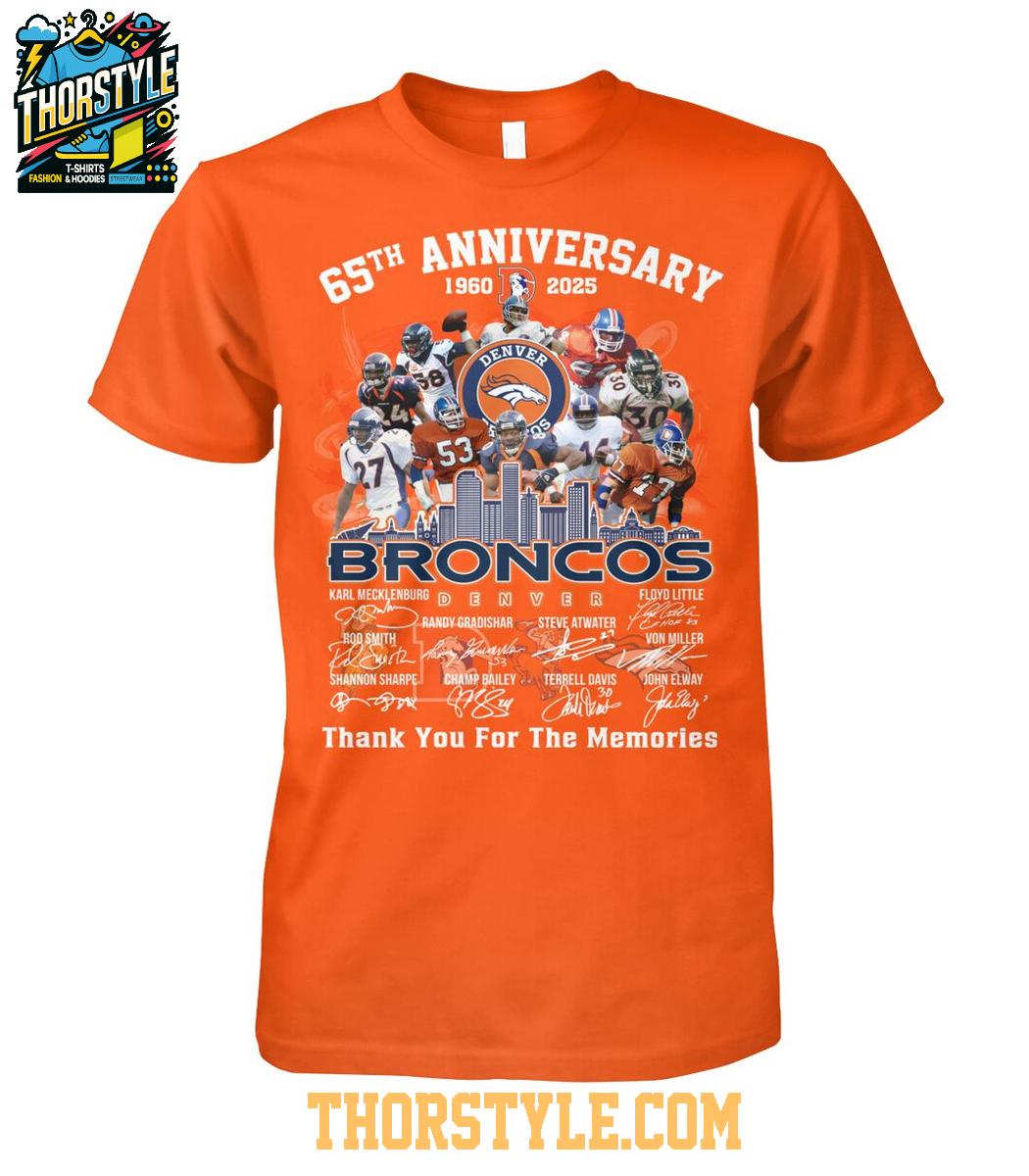 Denver Broncos 65th Anniversary 1960-2025 United In Orange Thank You T-Shirt Denver Broncos 65th Anniversary 1960-2025 United In Orange Thank You T-Shirt