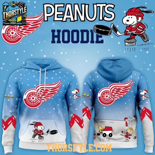 Detroit Red Wings Peanuts Hockey Merry Snoopy X-Mas 2025 Hoodie T-Shirt